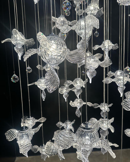 Modern Art Design Propeller-like Crystal Chandelier for Staircase/Villa/Foyer/High-ceiling Space