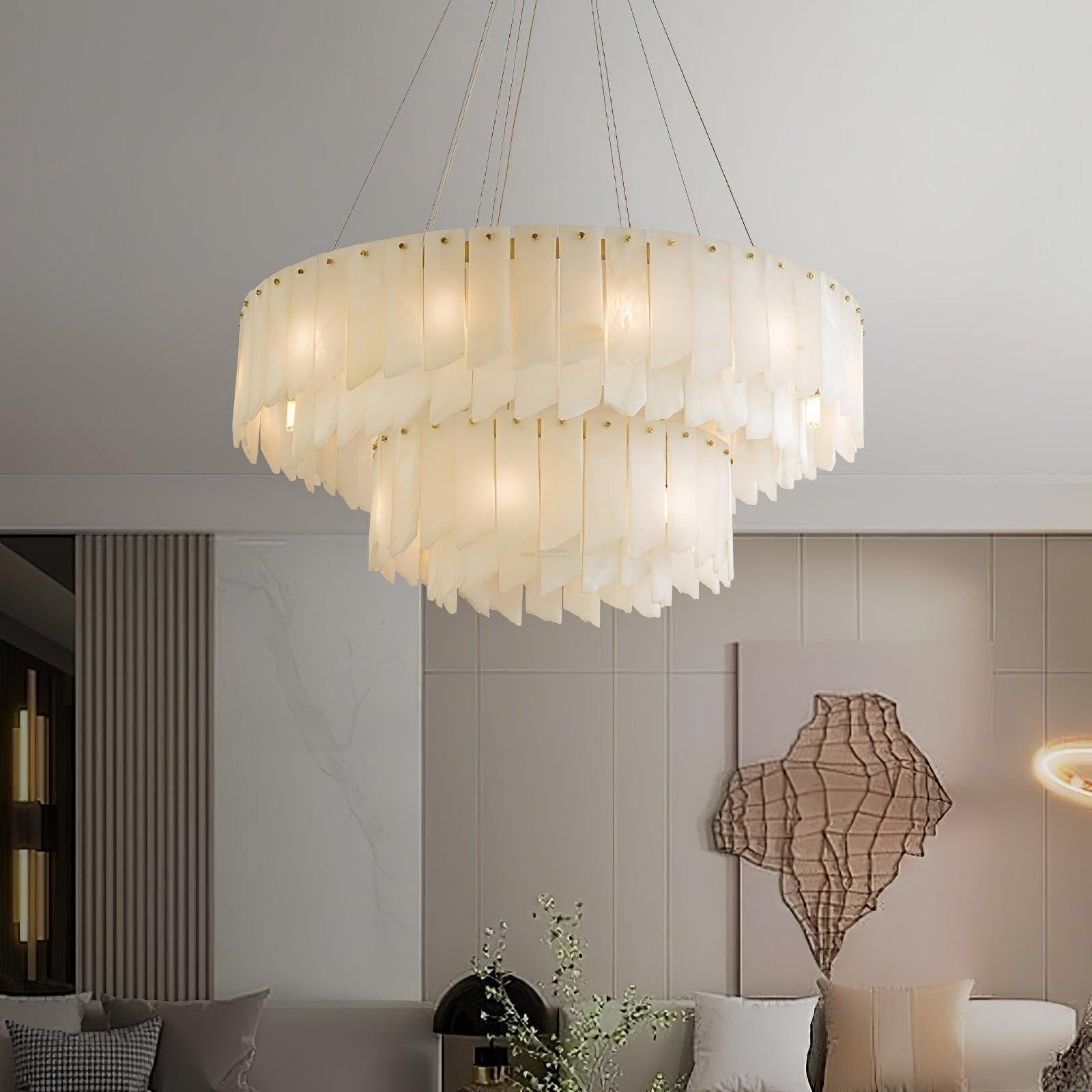Alabaster Cascade Tiered Chandelier 27.6