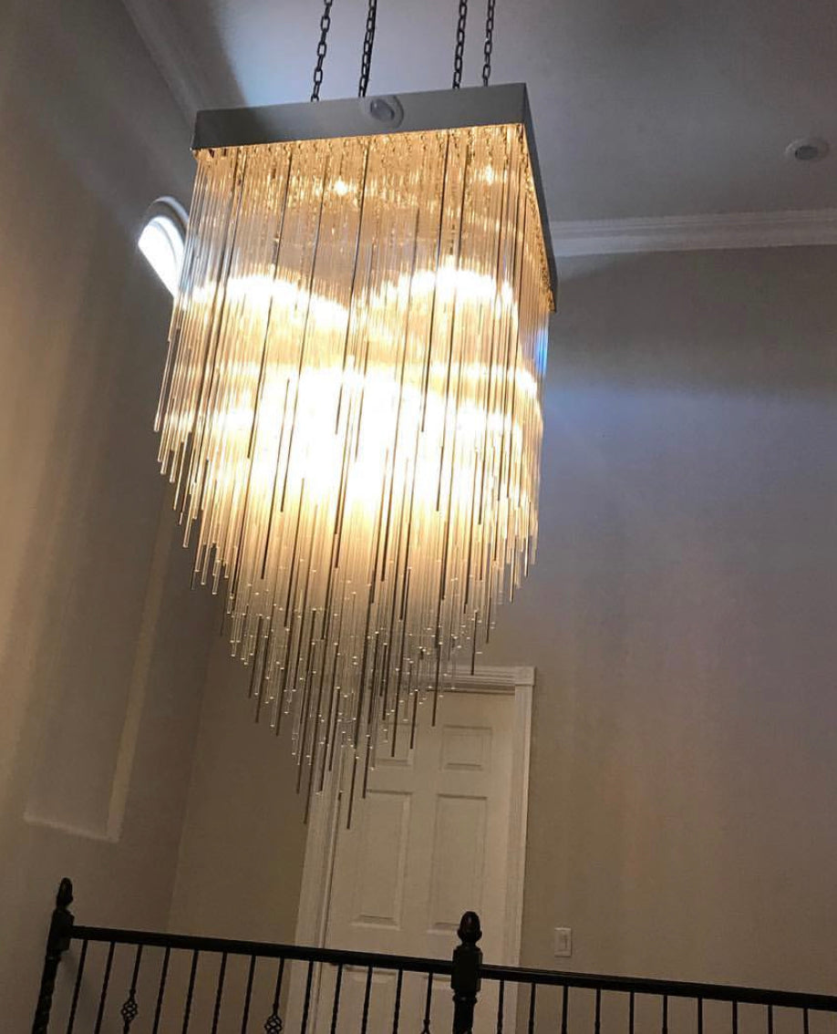 Cascade Glass Rectangular Chandelier 54"