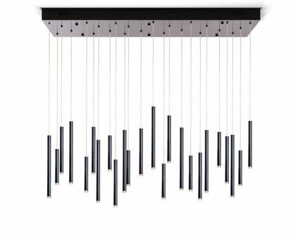 Bellini Rectangular Tri-Tone Tubular Pendant Light Chandelier - Merlin Lamps