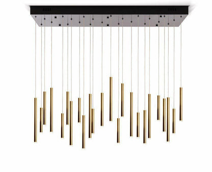 Bellini Rectangular Tri-Tone Tubular Pendant Light Chandelier - Merlin Lamps