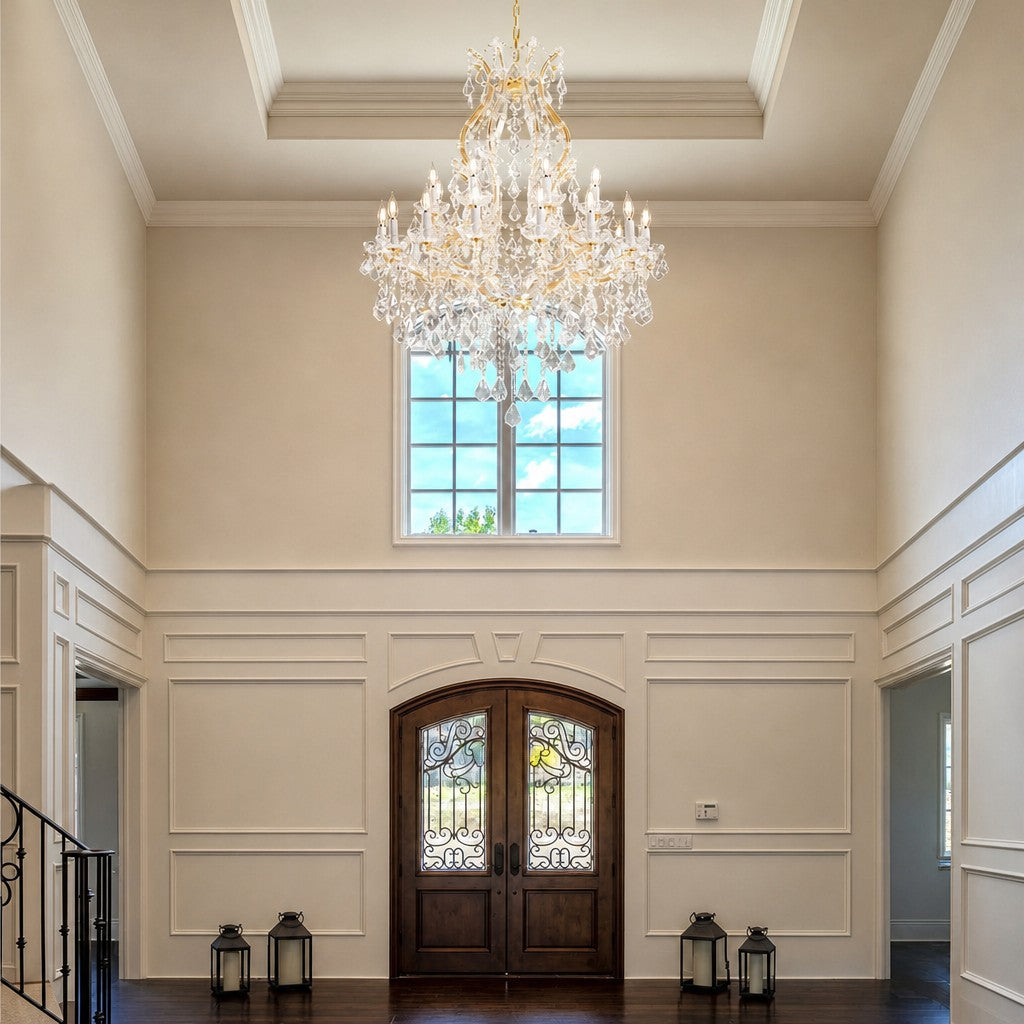 35.4" 24-Light Maria Theresa Crystal Chandelier - Gold