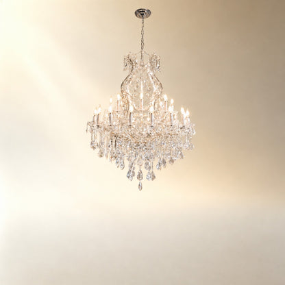 35.4" 24-Light Maria Theresa Crystal Chandelier - Silver