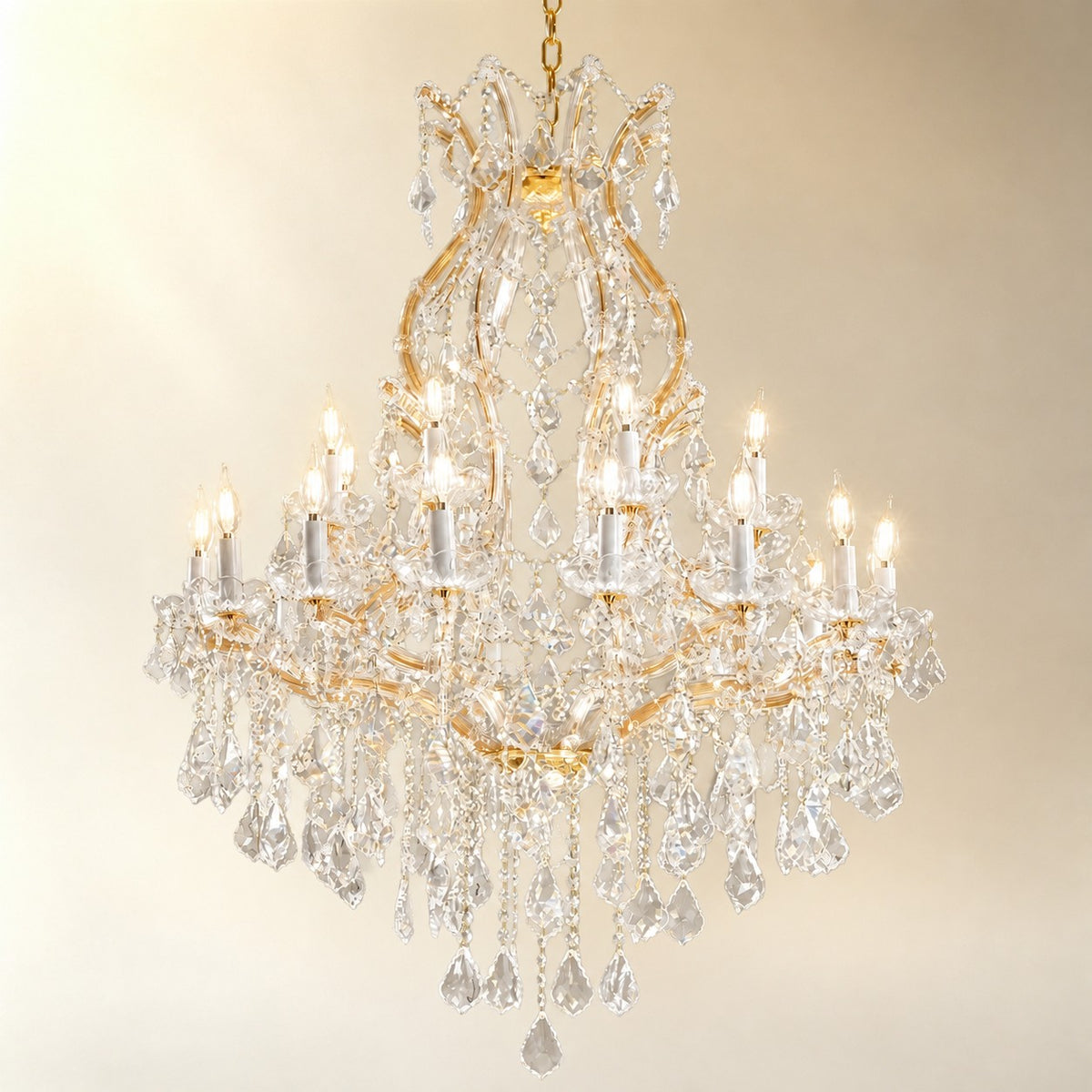 35.4" 24-Light Maria Theresa Crystal Chandelier - Gold