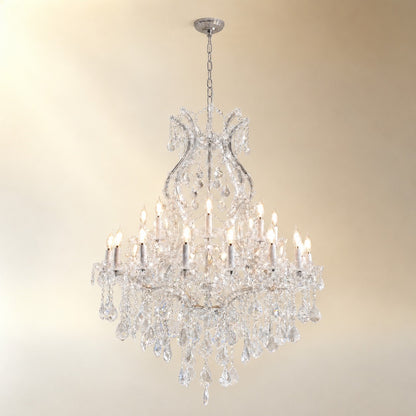 35.4" 24-Light Maria Theresa Crystal Chandelier - Silver