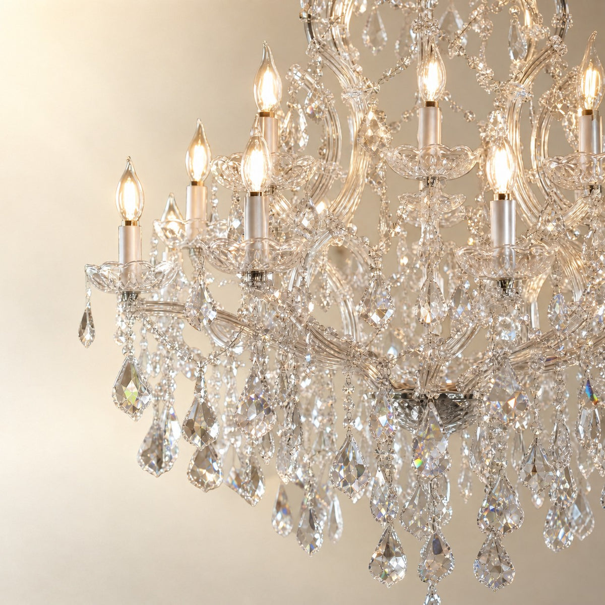 35.4" 24-Light Maria Theresa Crystal Chandelier - Silver