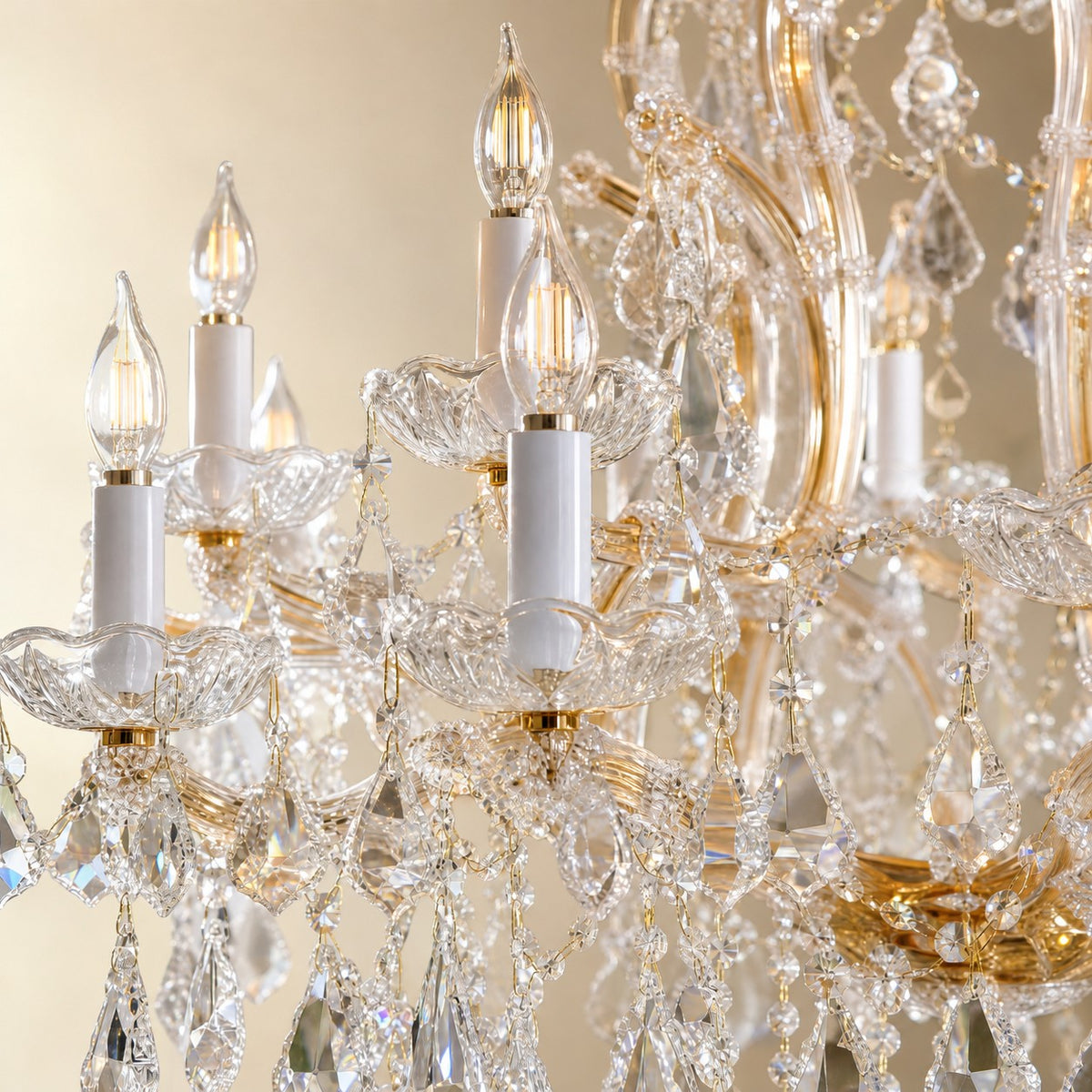 35.4" 24-Light Maria Theresa Crystal Chandelier - Gold