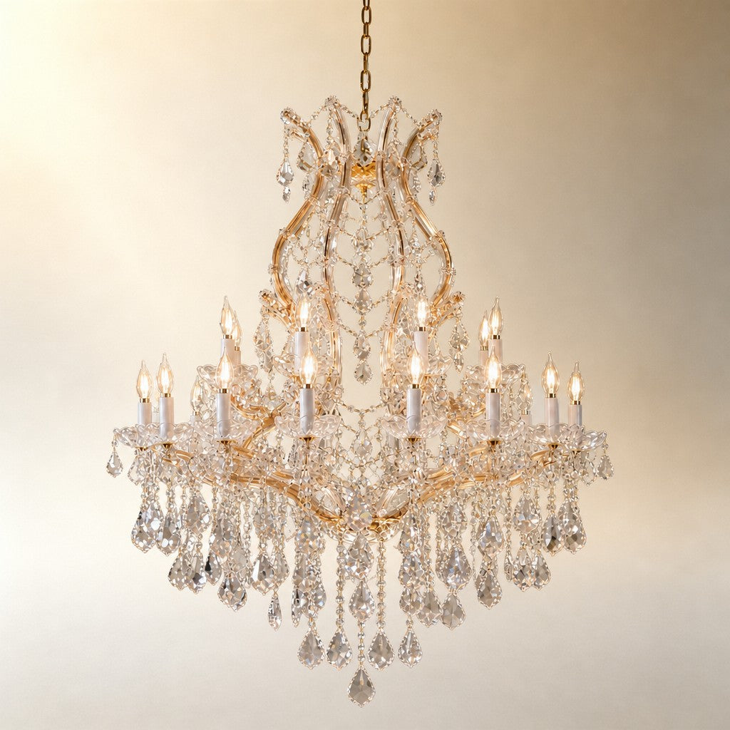 35.4" 24-Light Maria Theresa Crystal Chandelier - Gold