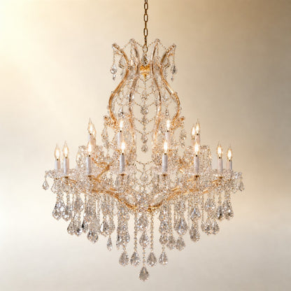 35.4" 24-Light Maria Theresa Crystal Chandelier - Gold