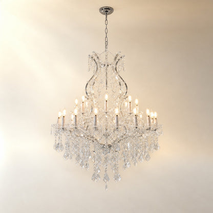 35.4" 24-Light Maria Theresa Crystal Chandelier - Silver