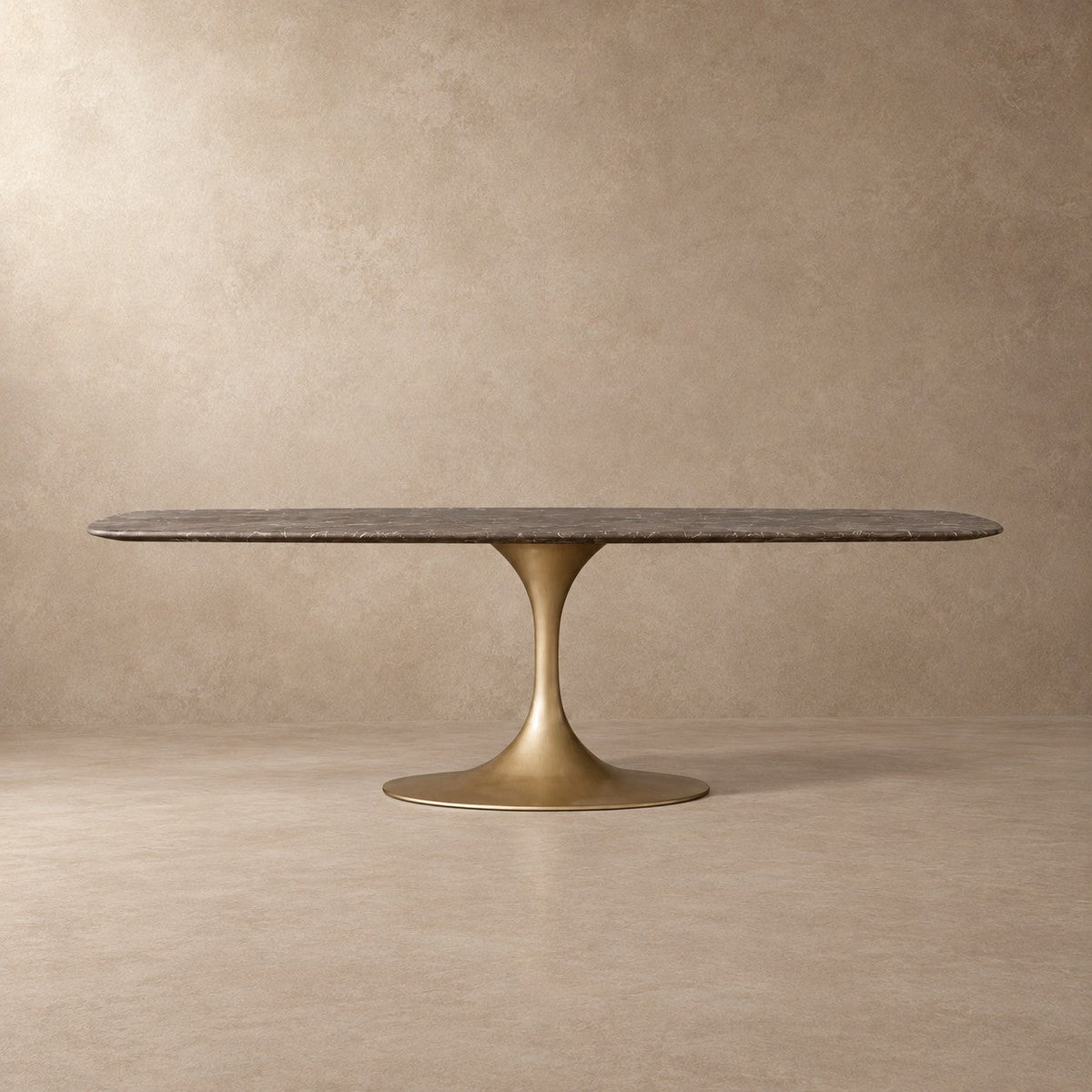 Happyarcadian Steel Base Marble Surface Dining Table