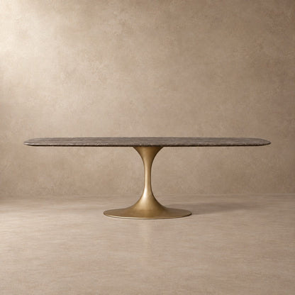 Happyarcadian Steel Base Marble Surface Dining Table