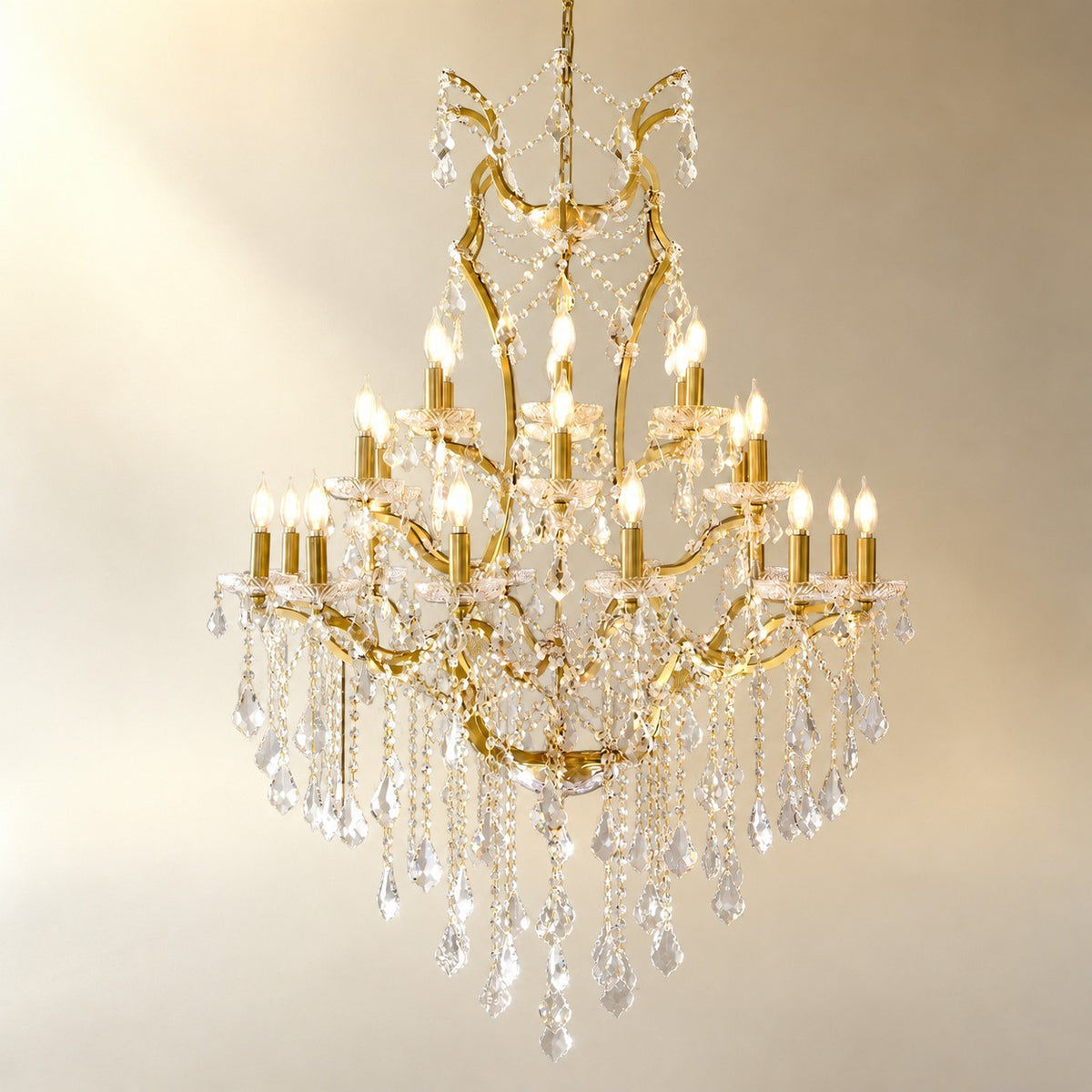 37.4" 24-Light Maria Theresa Crystal Chandelier - Gold