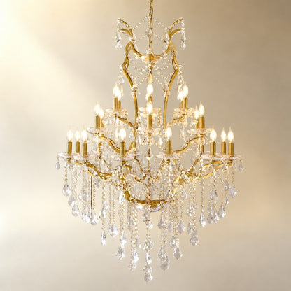 37.4" 24-Light Maria Theresa Crystal Chandelier - Gold