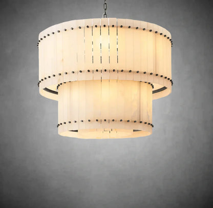 Marcus Alabaster Round Tiered Chandelier