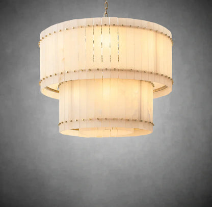 Marcus Alabaster Round Tiered Chandelier