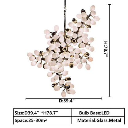 Contemporary Art Style Luxury White Grape Chandelier