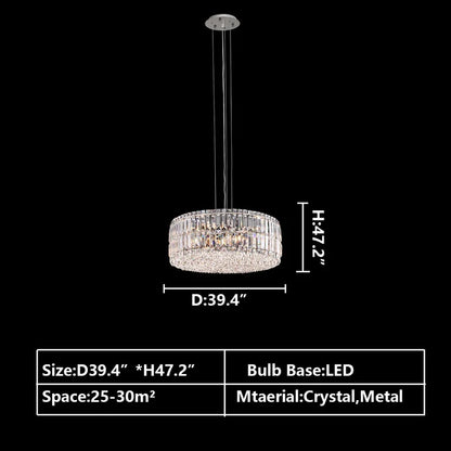 Modern Silver Ceiling Round/Rectangle Crystal Chandelier Set for Living Room/Dining Room/ Bedroom Decorative Light Fixture