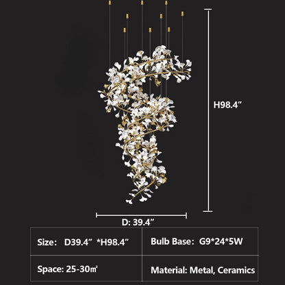 Candy Gingko Chandelier for Living Room/Staircse/Entryway/Foyer