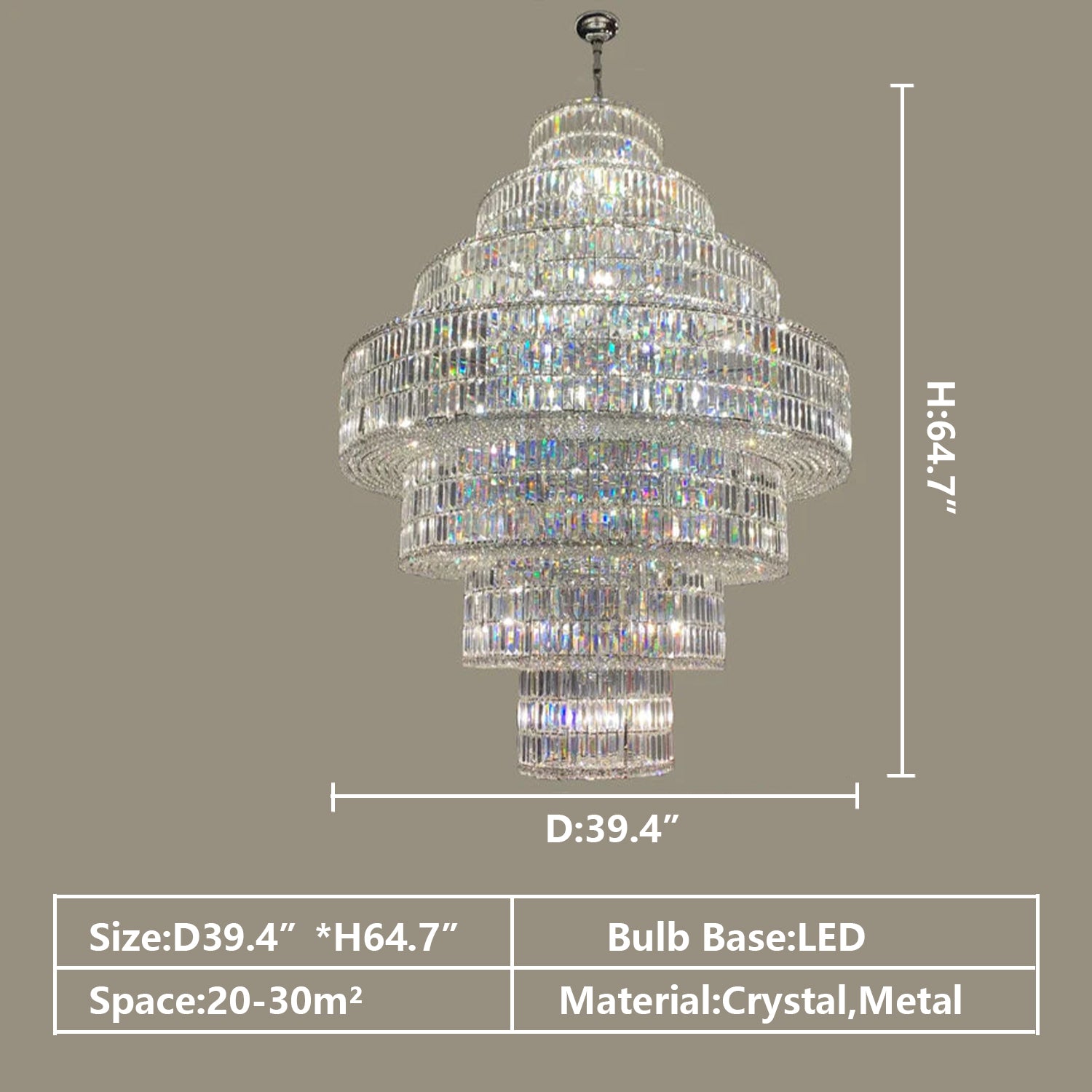 Chandelier Multi Tiered Round Big Bright Flash Light Fixture