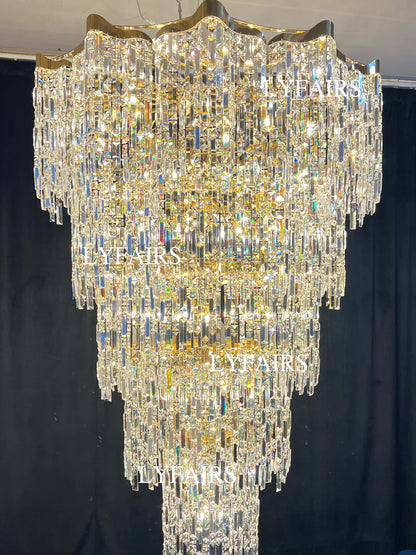 Oversized European Multi-layers Golden Luxury Crystal Chandelier Villa/High-ceiling/Foyer