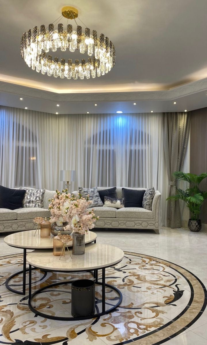 Modern Smoky Gray Crystal Chandelier Gleamy Light Fixture for Living/Dining Room/ Bedroom/ Home Office