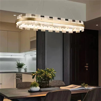 Denise Anita Modern Round Alabaster Chandelier
