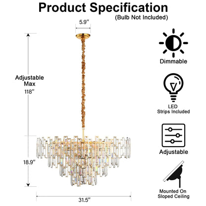 Modern Round K9 Crystal Chandelier