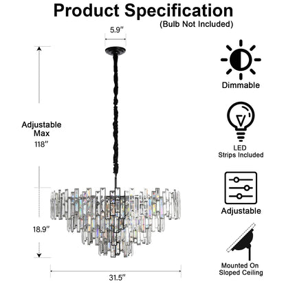 Modern Round K9 Crystal Chandelier