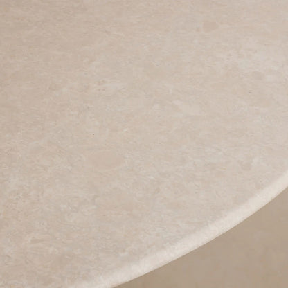 Round Stone-Top Steel-Base Dining Table