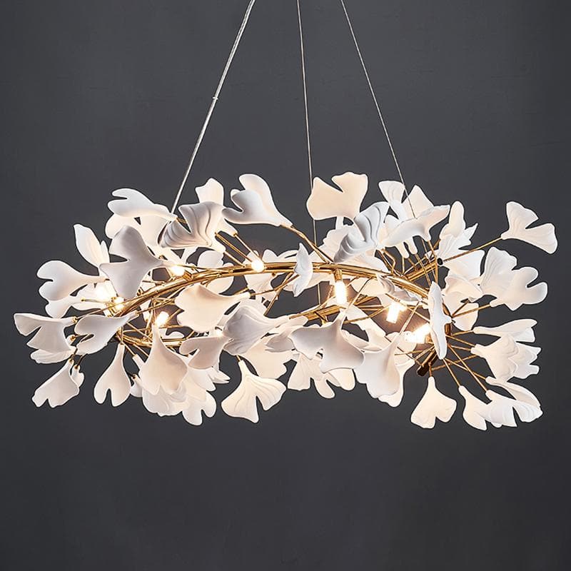 Modern Ceramic Ginkgo Leaf Round Chandelier