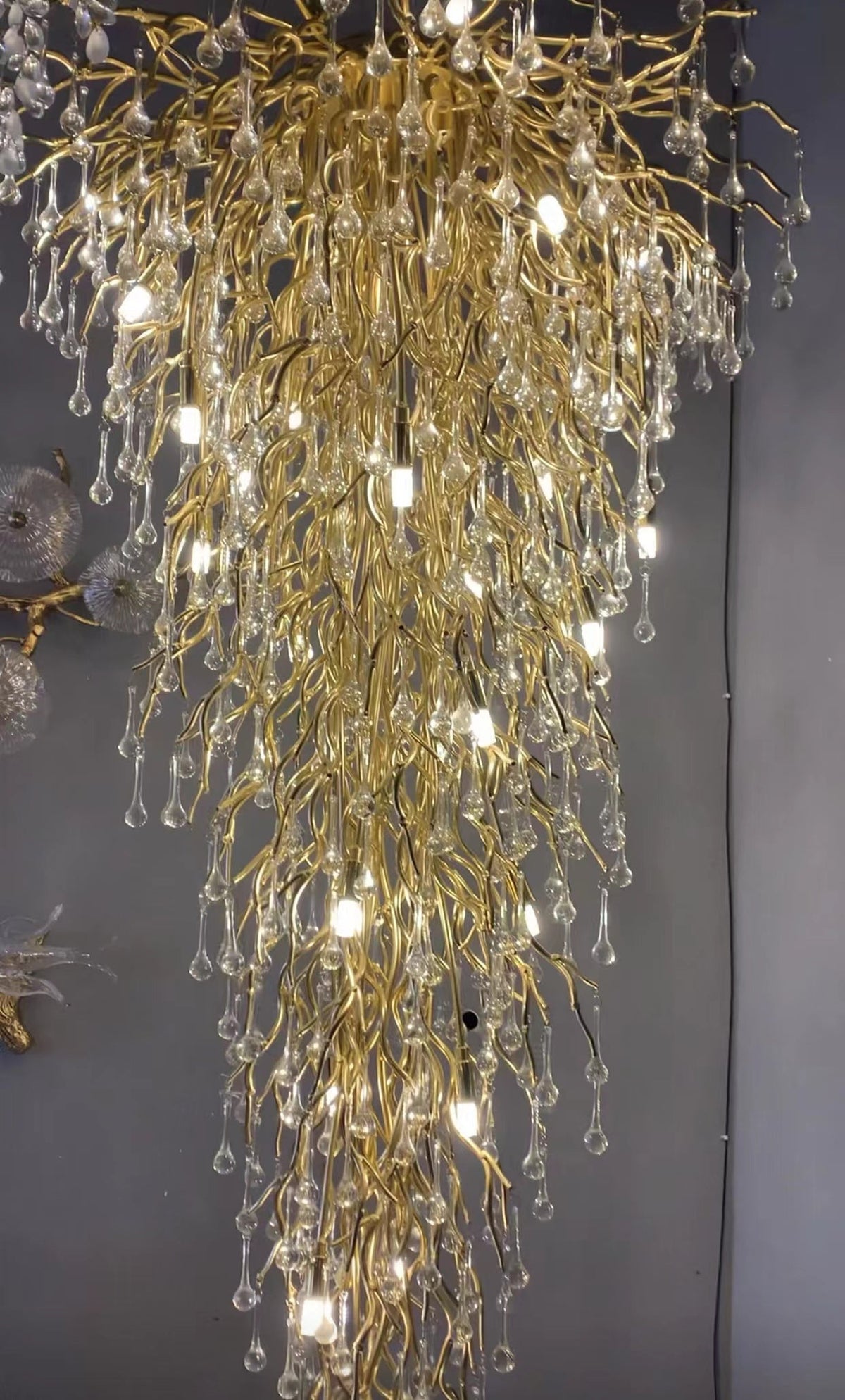 Branch Tree Crystal Drops Chandelier for Foyer/Staircase
