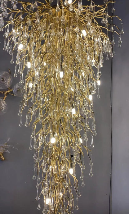 Branch Tree Crystal Drops Chandelier for Foyer/Staircase