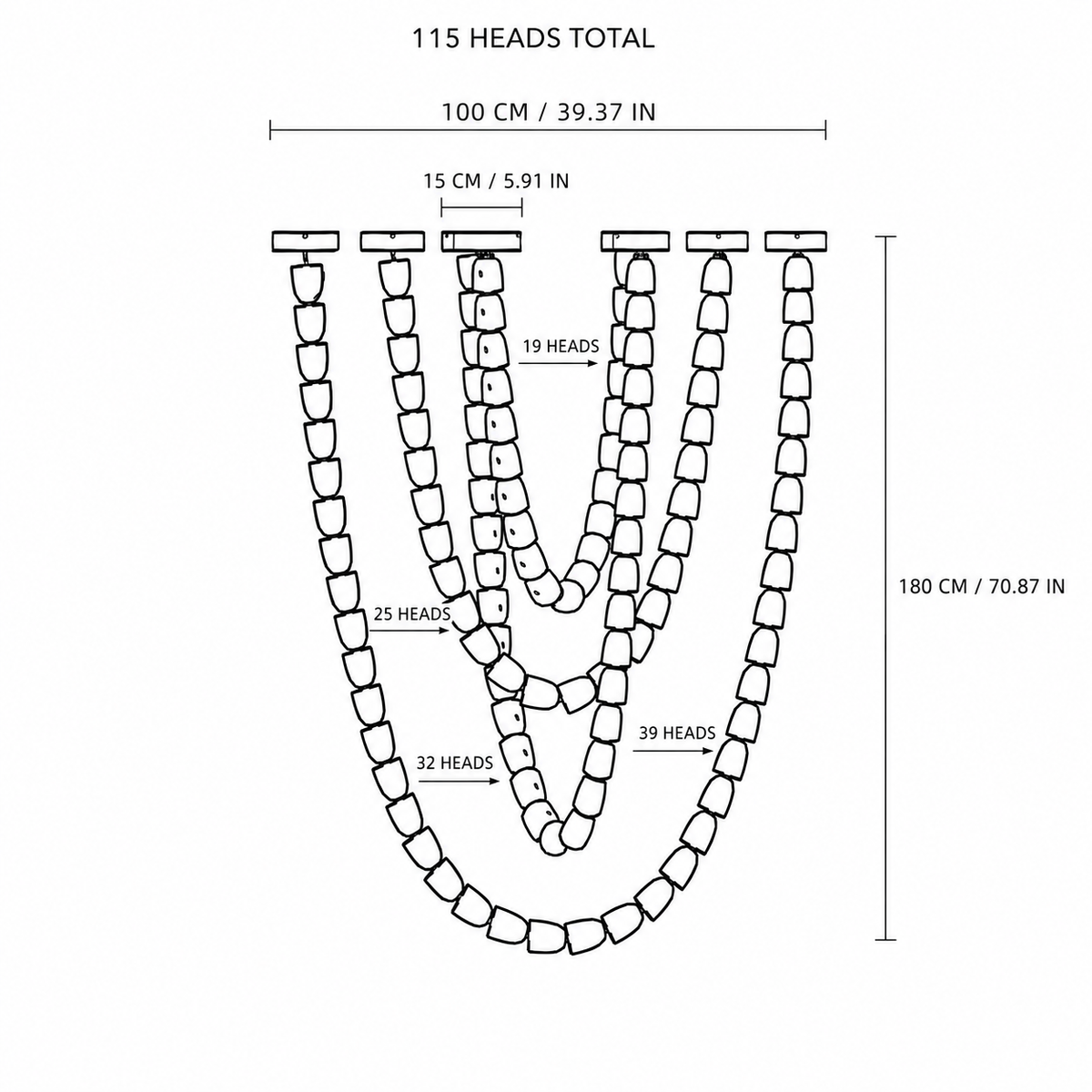 Living Room/Stairwell Chandelier – Modern Crystal Versailles Veil