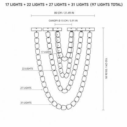 Living Room/Stairwell Chandelier – Modern Crystal Versailles Veil