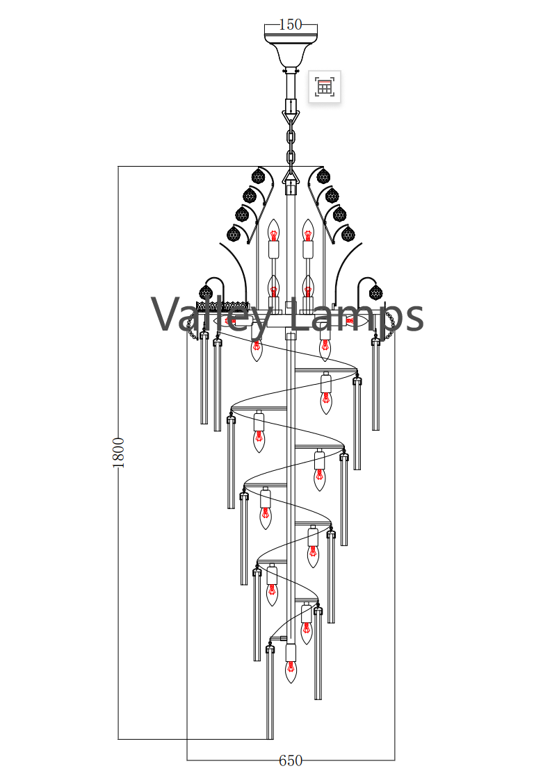 Luxury Extra Long Crystal Chandelier for Villa/Staircase/Foyer