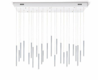 Bellini Rectangular Tri-Tone Tubular Pendant Light Chandelier - Merlin Lamps