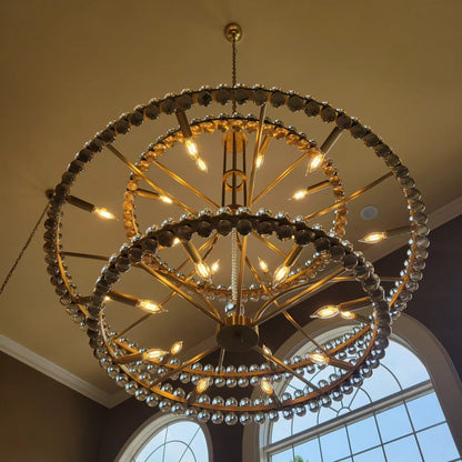 Modern 2/3 Ring Glass Ball Chandelier for Low-ceiling