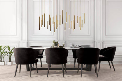 Bellini Rectangular Tri-Tone Tubular Pendant Light Chandelier - Merlin Lamps
