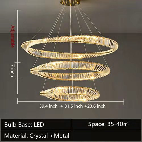 1/2/3-Ring Crystal Chandelier for Luxury Living/ Dining Room/Bedroom