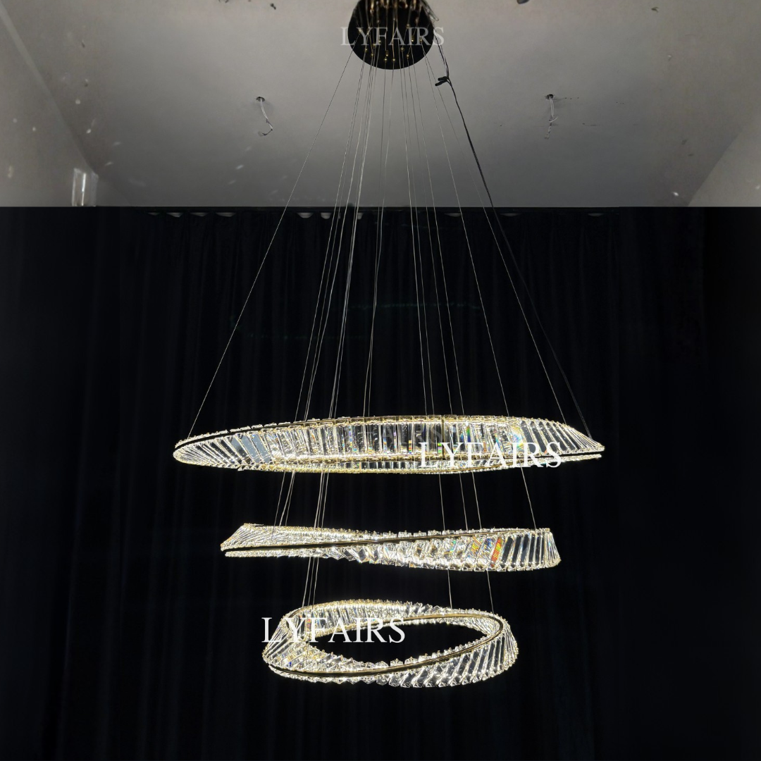 1/2/3-Ring Crystal Chandelier for Luxury Living/ Dining Room/Bedroom