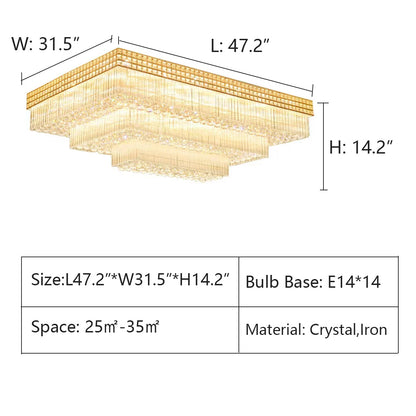 L47.2"*W31.5"*H14.2" chandelier,chandeliers,crystal,iron,extra large,huge,big,large,3 layers,multir-lagyers,multi-tier,luxury,raindrop,living room