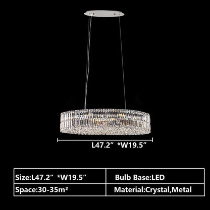 Modern Silver Ceiling Round/Rectangle Crystal Chandelier Set for Living Room/Dining Room/ Bedroom Decorative Light Fixture