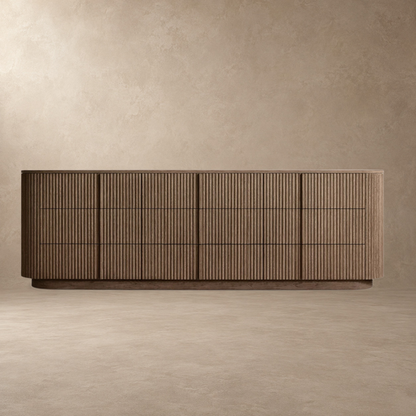 Reeded Oak Dresser with Curved Contours