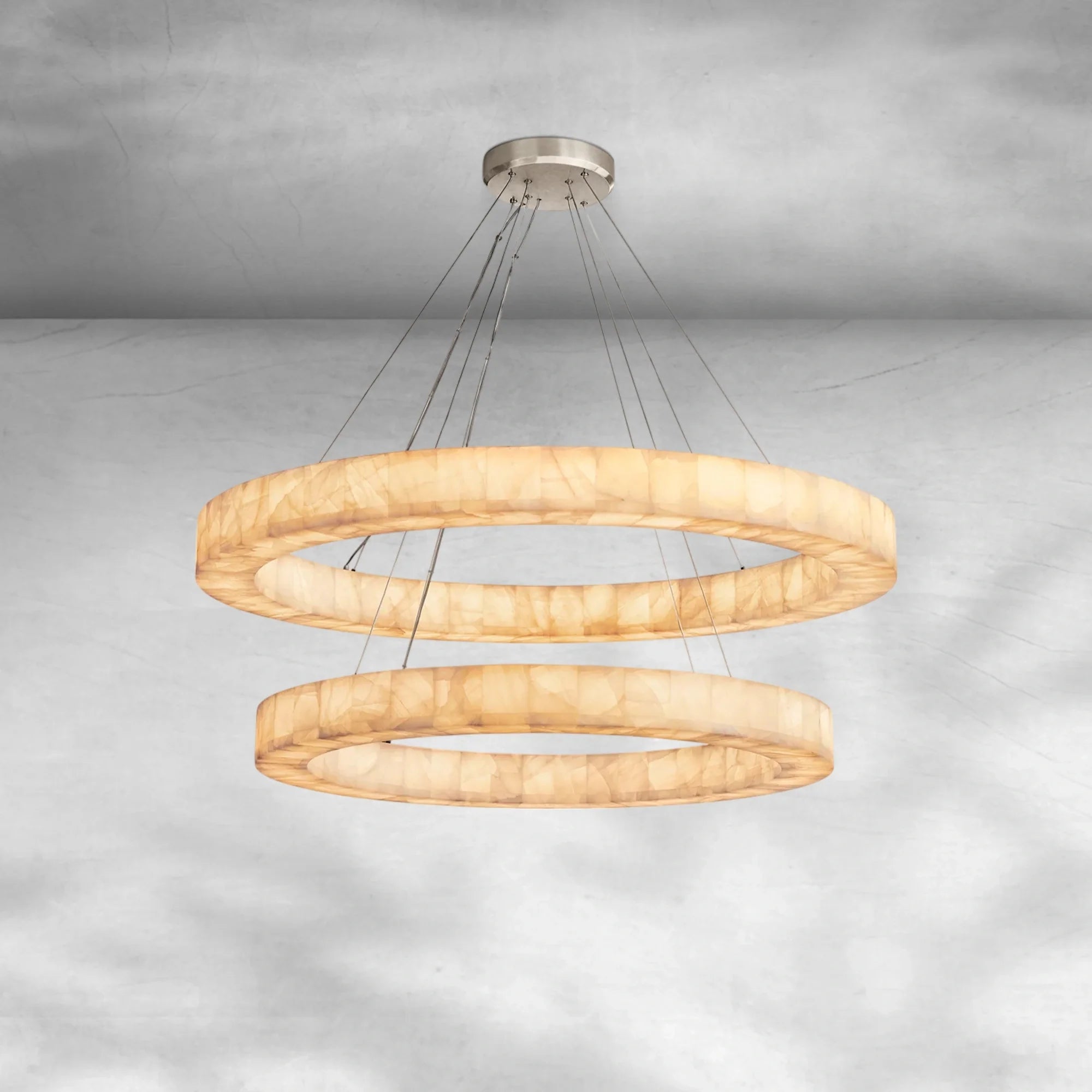 Riora 2-Tier Round Calcite Chandelier 60"