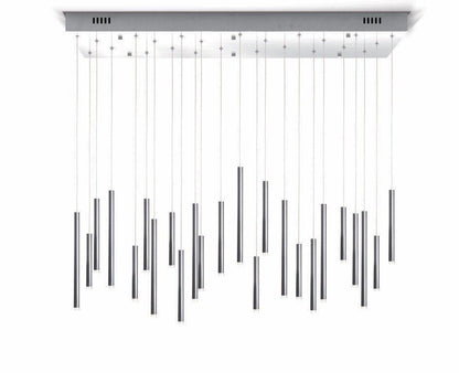 Bellini Rectangular Tri-Tone Tubular Pendant Light Chandelier - Merlin Lamps