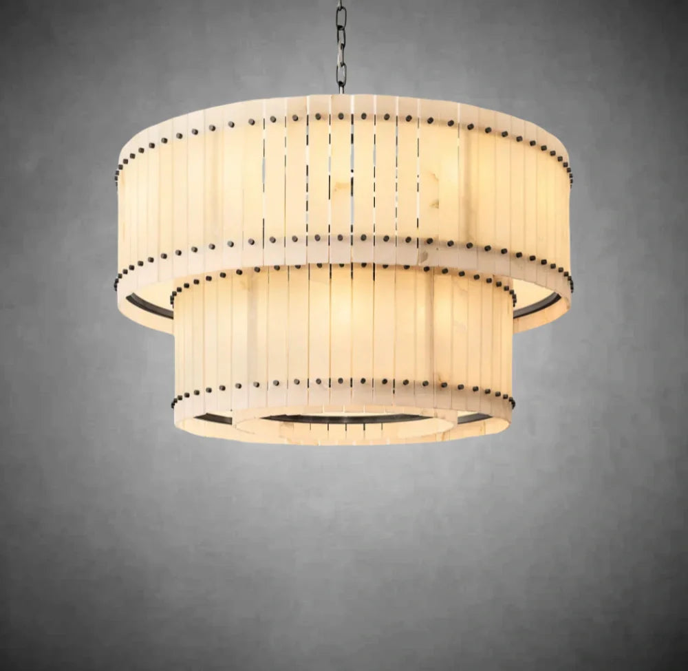 Marcus Alabaster Round Tiered Chandelier