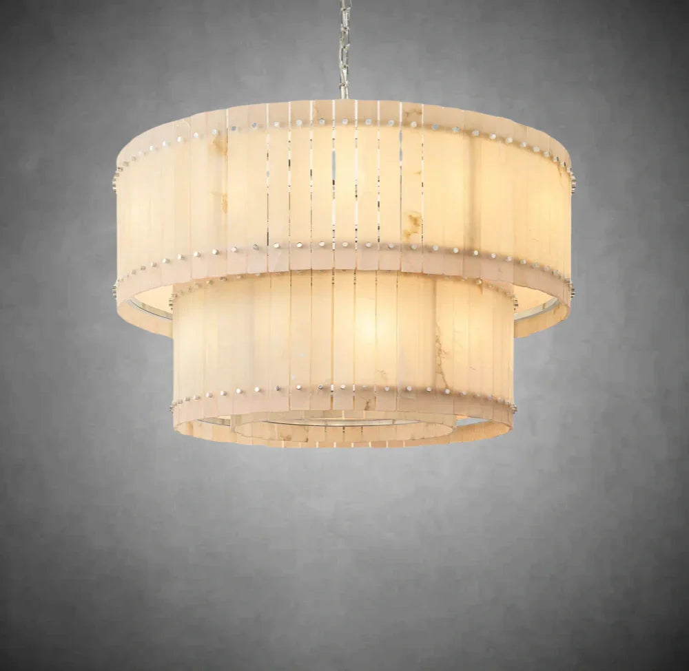 Marcus Alabaster Round Tiered Chandelier
