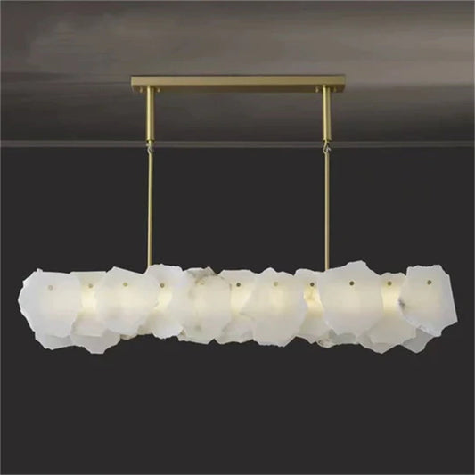 Noah Alabaster Modern Snowflake Linear Chandelier