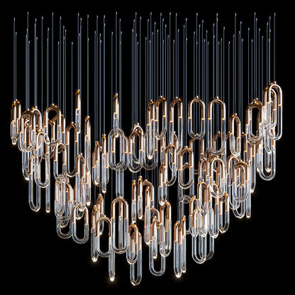 Gold Glass Loop Cluster Chandelier